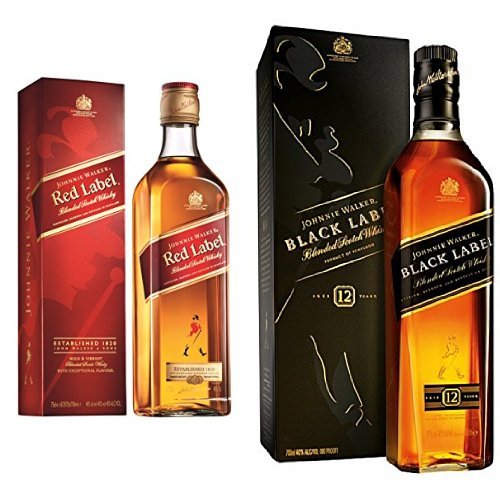 51esD9SbovL-1 Johnnie Walker Red and Black Label Blended Scotch Whisky 70cl